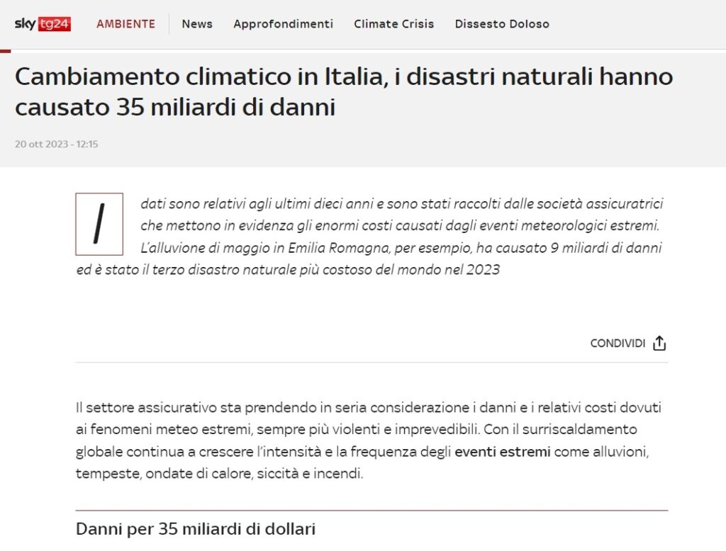 Disastri Naturali 35 Miliardi di danni - Sky